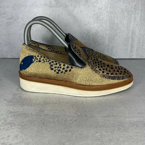 Free People Snake Eyes Loafe Gold Platform Shoe Women's Size 36 fits Sz … - Picture 8 of 14